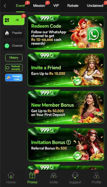 Rewards and Promotional Sections