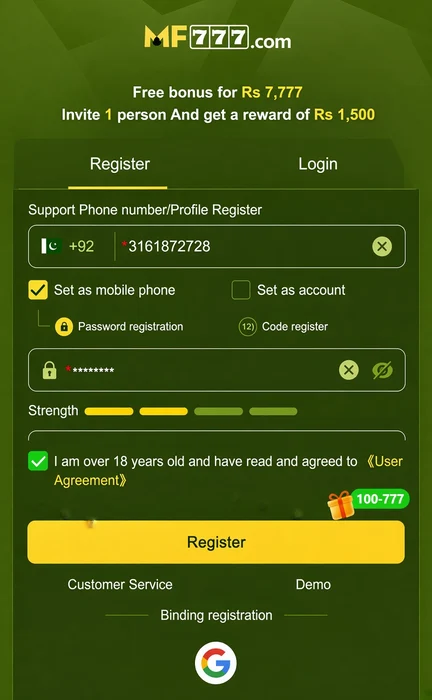 Register a MF777 Game Account