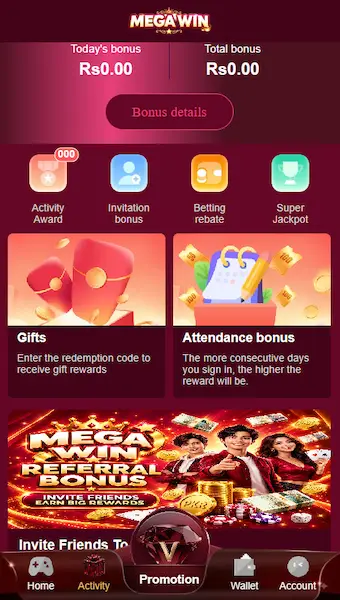 Features of Mega Win Game